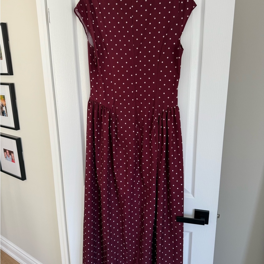 SHEIN Burgundy Polka Dot Maxi Dress